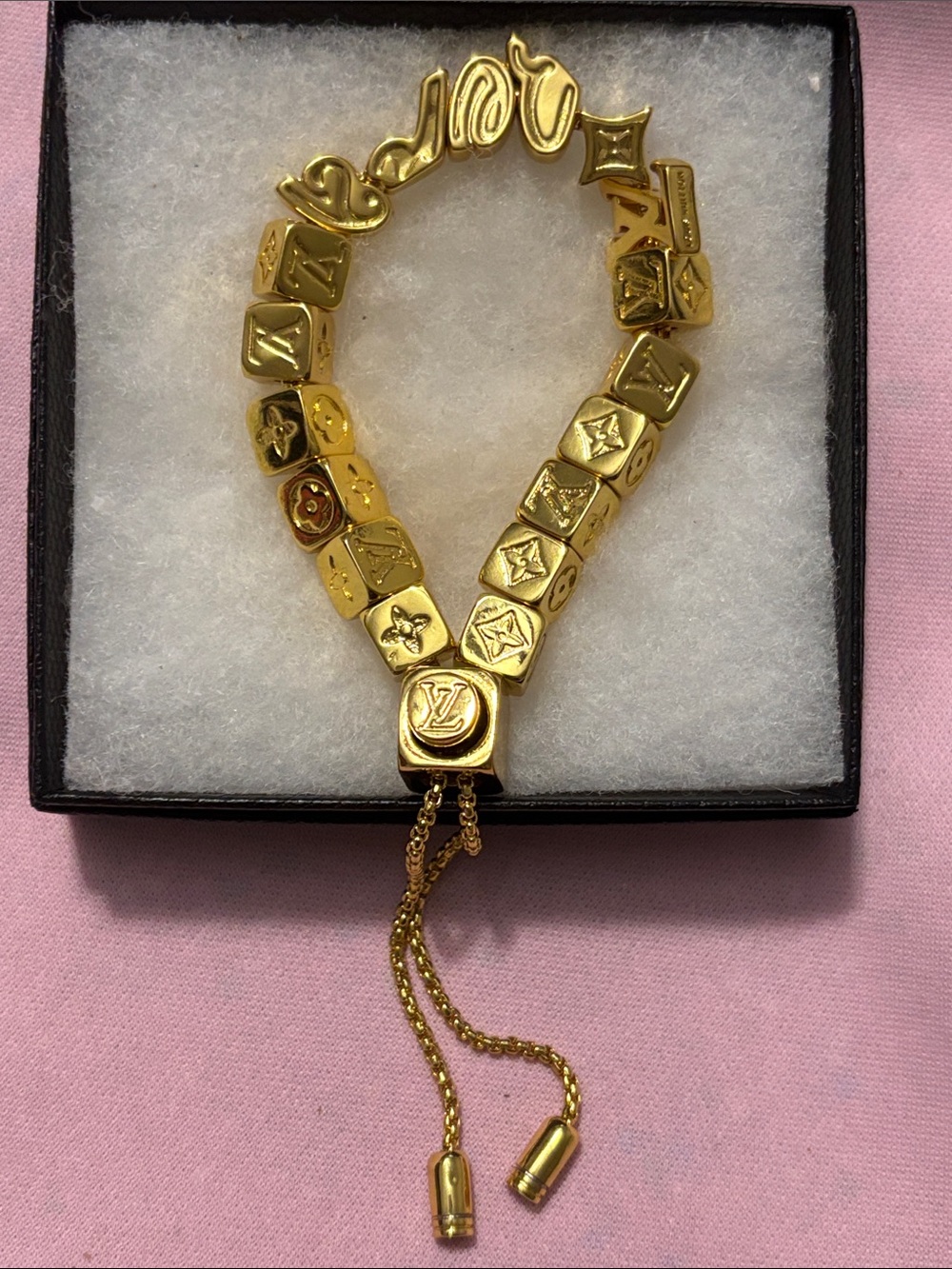 LV Gold Tone Monogram Adjustable Bracelet